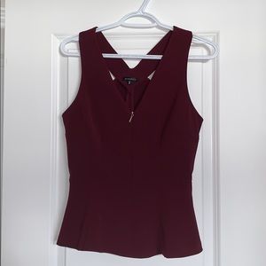 Dynamite Peplum Burgundy Top